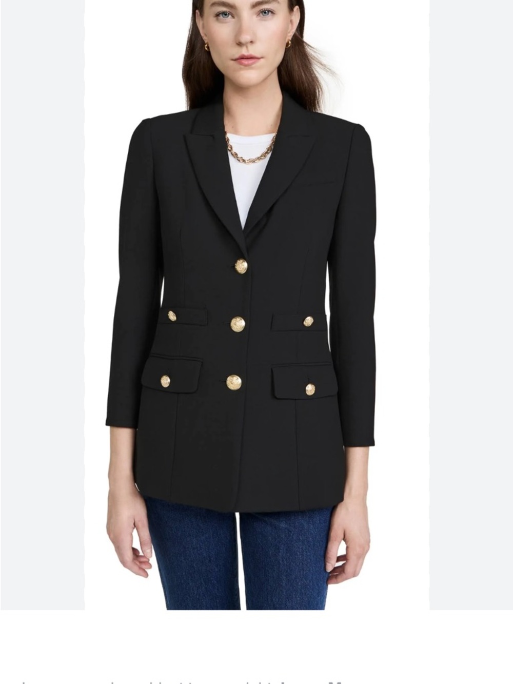 Veronica Beard Black Double-Breasted Blazer with Gold Buttons
